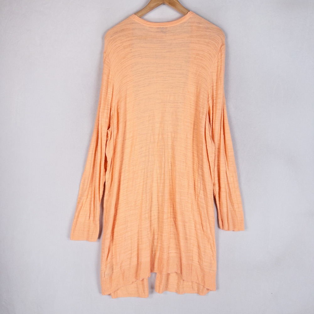 Torrid Cardigan 4X Orange Peach Open Front Longline Slub Knit Pocket Sweater - Picture 3 of 8